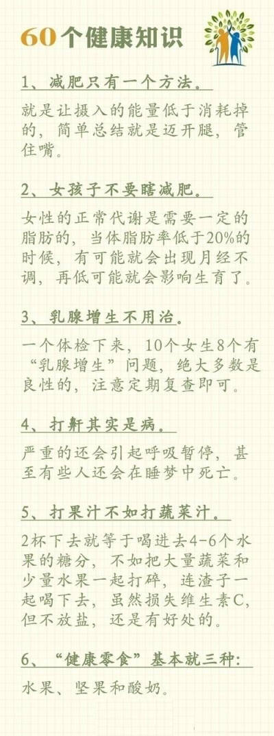 60个只有医生才知道的健康 健身知识 每个人都应该看一看 ↓为健康转了