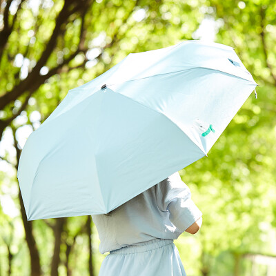 韩国简约卡通小清新折叠晴雨两用三折伞 黑胶防晒防紫外线遮阳伞