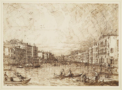 《Venice:The central stretch of the Grand Canal》，1734年，加纳莱托
威尼斯画派