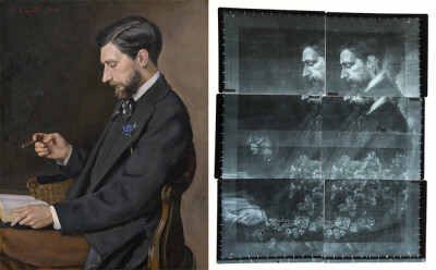 「巴齐耶与印象派的诞生」画展
展期：2017年4月9日 - 7月9日
展馆：华盛顿国家美术馆
左：《管家埃德蒙》（Edmond Maitre），1869年
右：X射线扫描图像