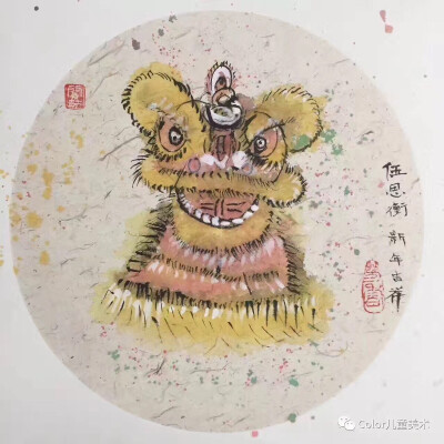 Color的孩子们用水墨描绘的舞狮
威武凶猛的狮子
在孩子的画笔下
结合了国画的色彩
更有一种中国特色的味道
造型也变得机灵鬼怪