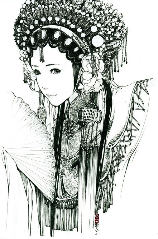 古风手稿集，线稿，古风人物