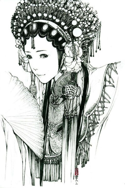 古风手稿集，线稿，古风人物