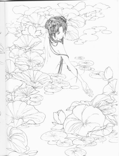 古风手稿集，线稿，古风人物