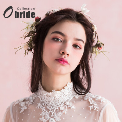 obride婚纱礼服新款头饰 手工花朵发带新娘发箍拍照甜美饰品