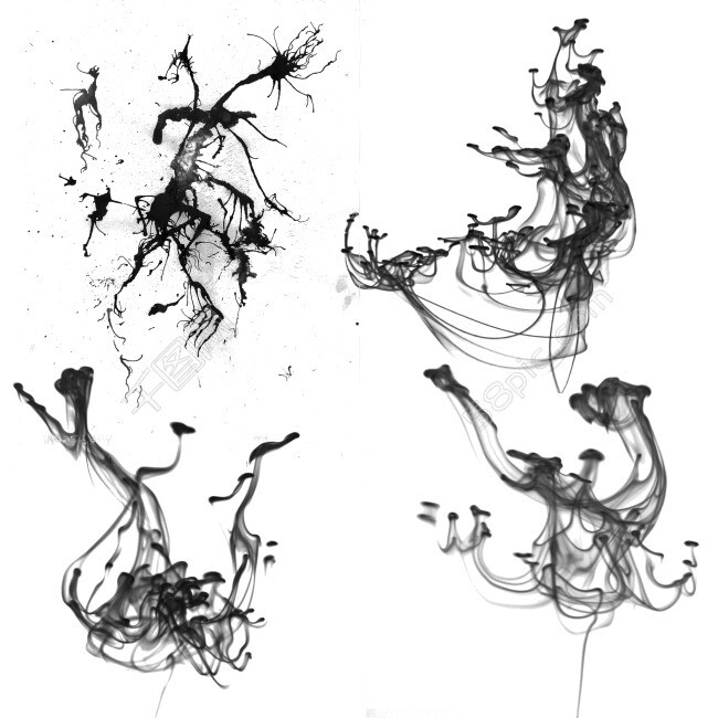 4种动感墨点设计素材psd