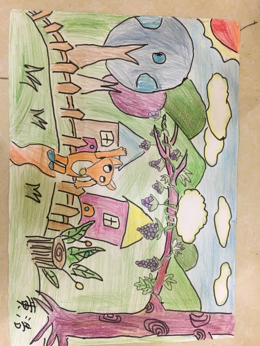 儿童画伊索寓言狐狸与葡萄