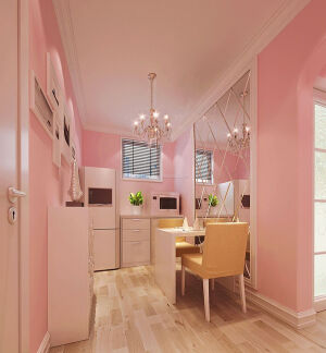 现代时尚简约风格餐厅镜面背景墙装修效果图片