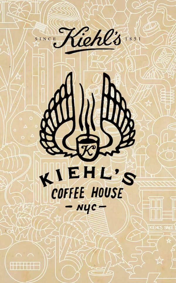 台北开设全球第一间咖啡店 KIEHL’S COFFEE HOUSE，黑白线条搭配木质色调包装，风格很 KIEHL’S。