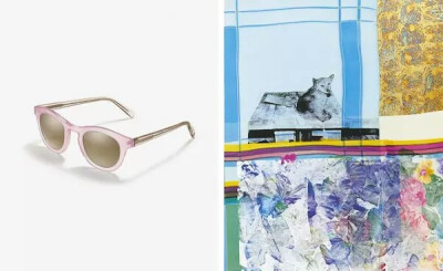 互联网眼镜品牌 Warby Parker 推出了 Robert Rauschenberg 胶囊系列。把波普艺术家 Robert Rauschenberg 在 1980 年代发起的社会活动项目 Christened ROCI 中的经典配色元素运用到了镜框配色中去。