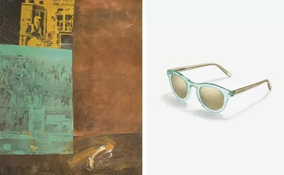 互联网眼镜品牌 Warby Parker 推出了 Robert Rauschenberg 胶囊系列。把波普艺术家 Robert Rauschenberg 在 1980 年代发起的社会活动项目 Christened ROCI 中的经典配色元素运用到了镜框配色中去。