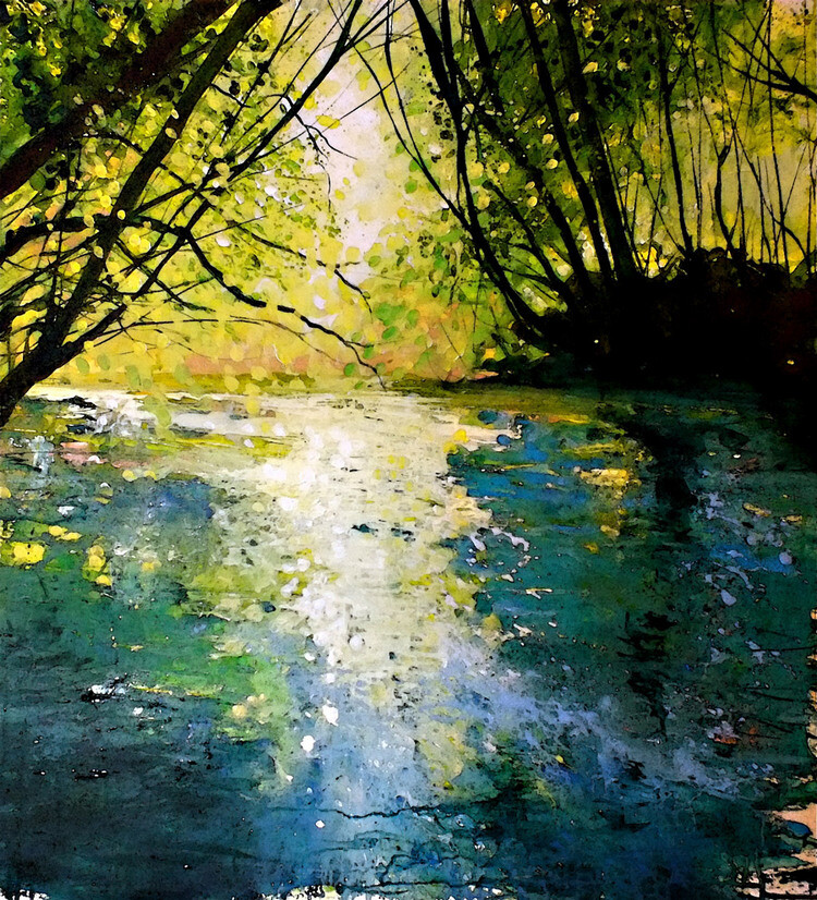 英国画家Pete Gilbert： “我热爱森林，森林有着无穷的秘密在等着你发现。在四季的变化中，森林俨然成为了艺术家的色彩天堂，这是大自然赐予你的灵感，你可以尽情挥洒手中的颜料！这里有开放的沼泽，湖泊和池塘，还有河岸边茂密的树林，这些都是取之不尽的绘画题材”……PeteGilbert水彩作品欣赏