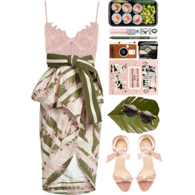 A fashion look from May 2017 featuring bralet tops, pink skirt and heeled sandals. Browse and shop related looks.