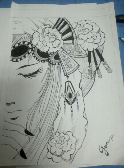 手绘，黑白线稿，插画