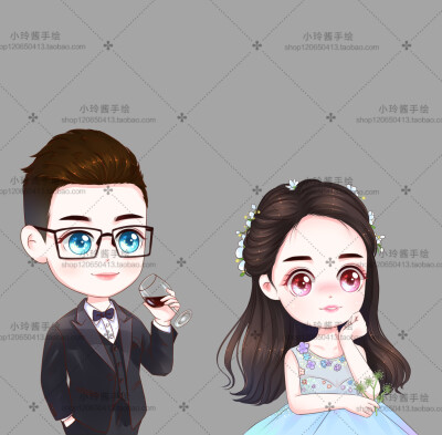 萌萌的婚纱Q版形象设计 幸福满满