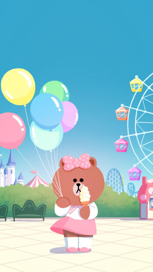 line friends 壁纸 iPhone 可妮兔布朗熊  更多line friends壁纸请关注收藏。