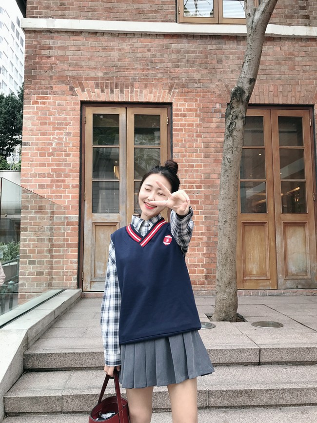 ifashion渔不二自制万年经典撩男神常备学院风甜美百褶短裙女