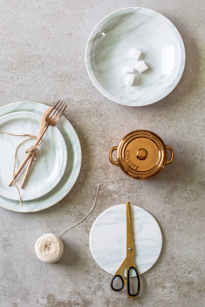 花间树里|浅思念|大理石陶瓷盘 复古牛排盘餐盘汤盘 美食拍摄利器