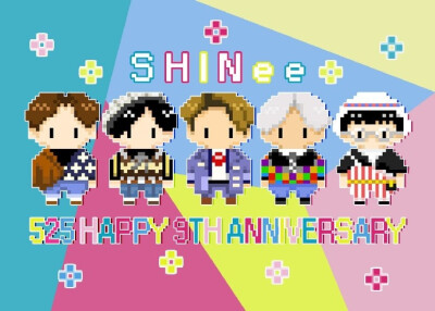 #SHINee出道九周年# 终于赶在九周年的今天完成了闪闪拼豆！我最爱的少年们，永远闪耀的少年们！@拼拼豆豆 ​​​​