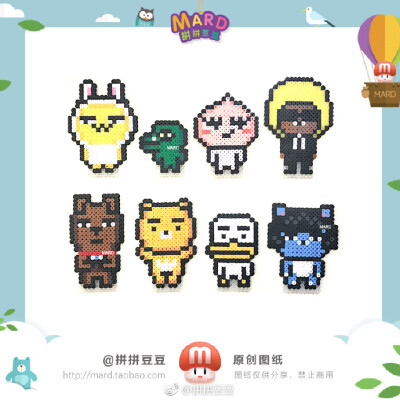 【Kakao Friends】Kakao拼豆版 看你们都没有很积极返图 那M菌就自己做咯 顺带格子版图纸一起奉上#拼拼豆豆# ​​​​