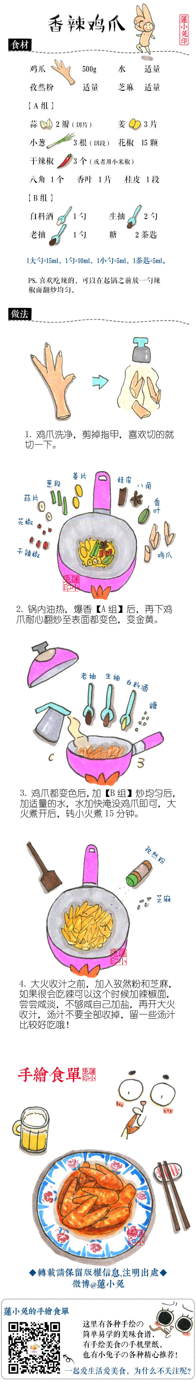 【香辣鸡爪】吃很辣的在快起锅前那步加一大把辣椒面！爽！我煮的时间刚好软而不烂。喜欢吃很烂的可以水多一点，多炖一会儿。别的没啥好说了！啃起来吧?。。?！