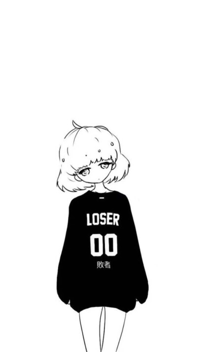 二次元 黑白 壁纸 女孩 loser