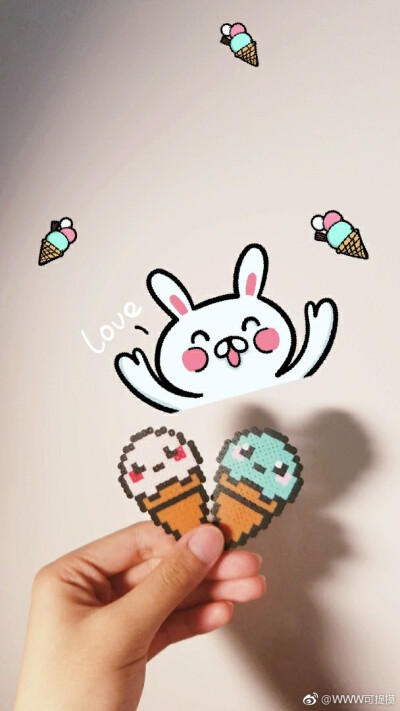 #夏日大作战##草莓冰淇淋##蓝莓冰淇淋##我爱拼豆# @MM拼豆 ​​​​