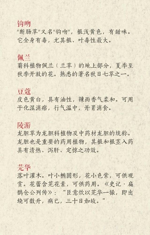 古风，一些名字挺好听的药材