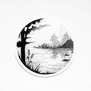 来自插画师 Missfuriosa 针管笔绘画作品  黑白 线描 纸盘画 手绘