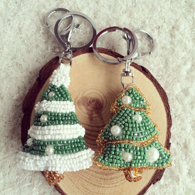 定制 外贸原单串珠钥匙扣挂件手工DIY圣诞节挂件饰品珠绣创意可爱包挂