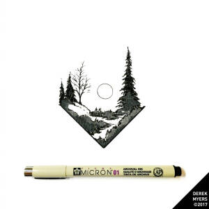 来自插画师 Derek Myers 手绘作品一组 ​​​ 黑白 线描 插画 手绘 纸盘画 