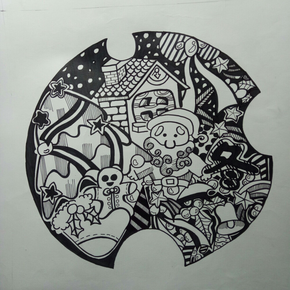 冬
黑白装饰画 儿童画 线描画
