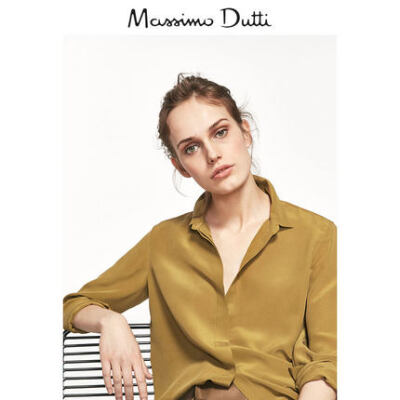 Massimo Dutti 女装 素色真丝雪纺长袖衬衫 05178554515