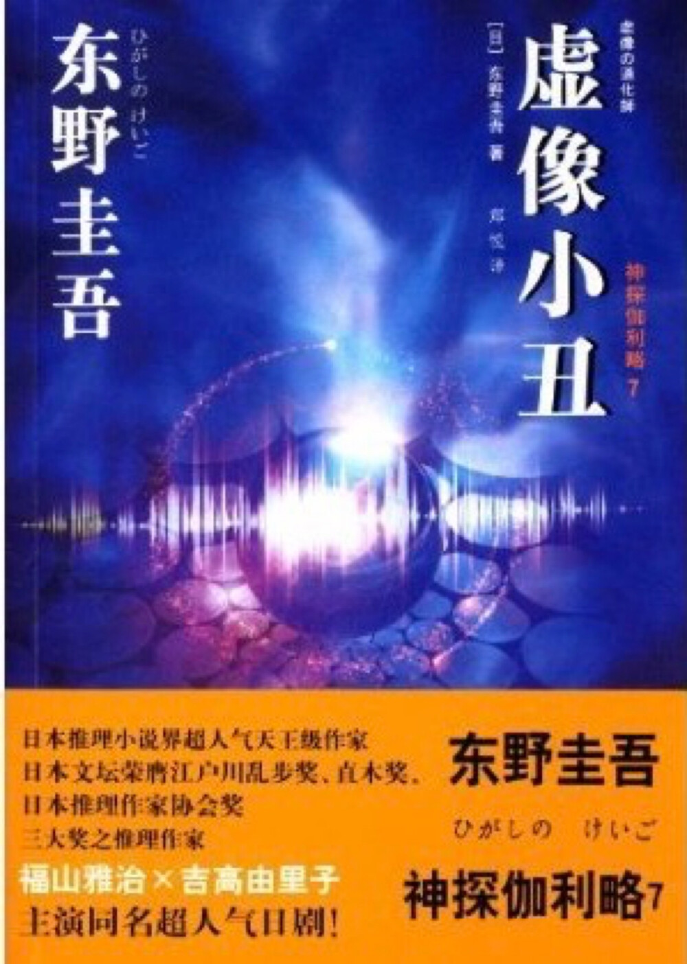 虚像小丑 【日】东野圭吾 著 这本书是神探伽利略系列的第七部，系列中短篇小说集的第四部，这本书由《幻惑》《心听》《伪装》《演技》四个故事组成，继承了以往伽利略系列科学推理以及天才的日常，看似不可能的杀人方式下面隐藏着科学合理的解释，每次读这个系列感觉对汤川教授的解释都一知半解，但是想象一下福山叔的样子就觉得这个天才其实十分可爱也非常有人情味。