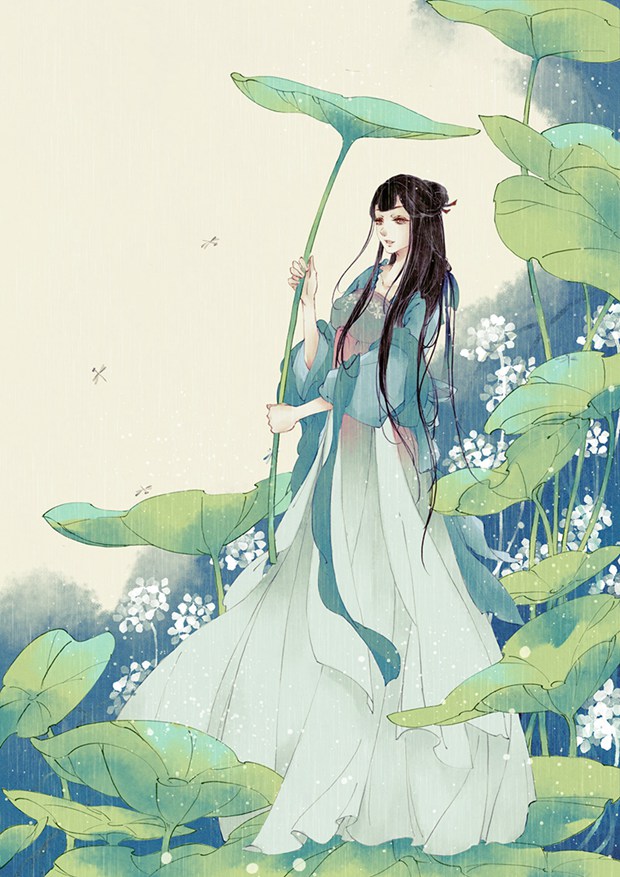 “听弦断，断那三千痴缠。坠花湮，湮没一朝风涟。花若怜，落在谁的指尖。 ”