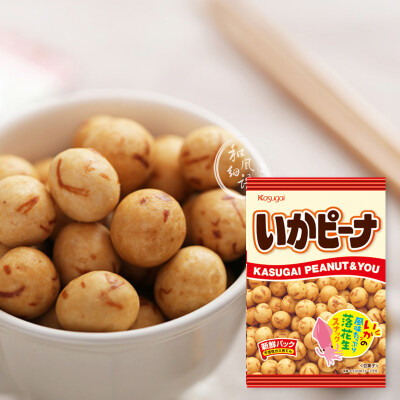 日本进口零食品 春日井kasugai 鱿鱼味章鱼味油皮鱼皮花生豆 85g