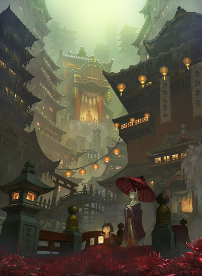 二次元 插画 风景 建筑