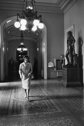 Jackie in JFK's Senate Office The source for this image was a vintage 35mm black and white negative.