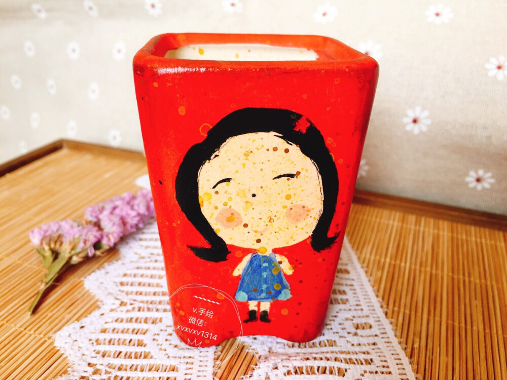 手绘花盆插画 丙烯花盆 多肉花盆 拇指花盆 韩盆 DIY创意盆