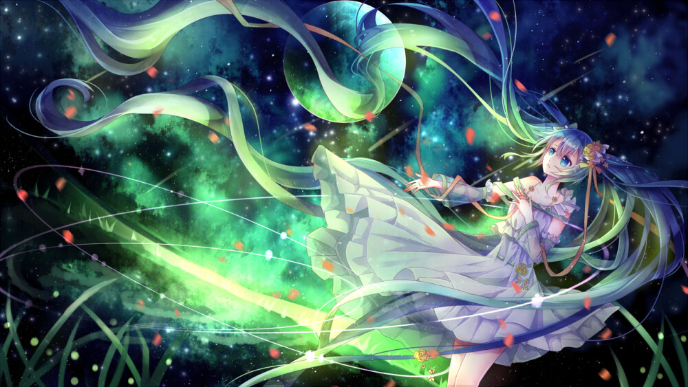 曲绘：同じ空の下で 初音未来 绘师：八里 本作品pixiv id=46291993