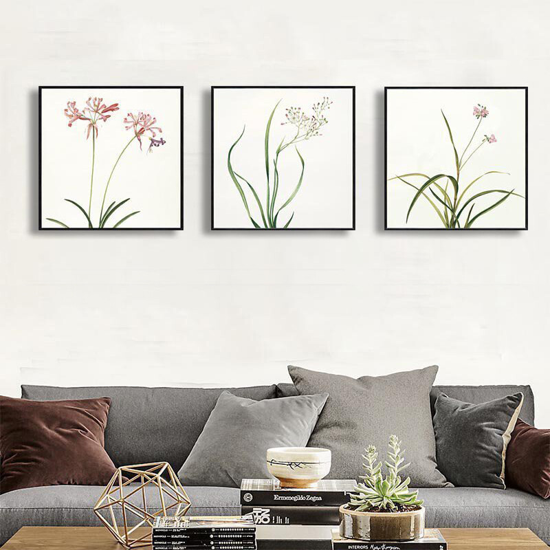 客厅卧室书房装饰画 现代简约创意三联画植物花卉沙发背景墙挂画