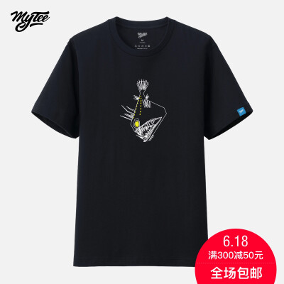 定制 mytee2017年夏DIY定制骷髅鱼图案印花潮男T恤短袖宽松圆领纯色