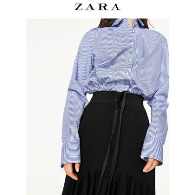 春夏折扣 ZARA 女装 条纹短款衬衫 02383844044