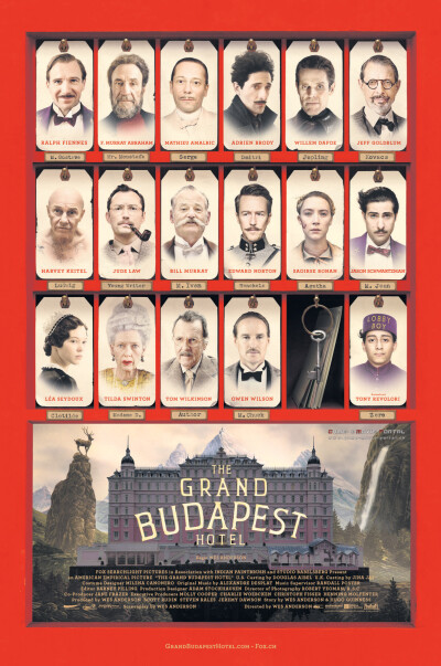 《布达佩斯大饭店》(The Grand Budapest Hotel,2014年, 美国 、德国 、英国):这是一个四层结构的套层故事，故事主要发生在20世纪30年代到60年代的欧洲。一位作家为了专心创作，来到了“布达佩斯”饭店。作家遇见了饭…