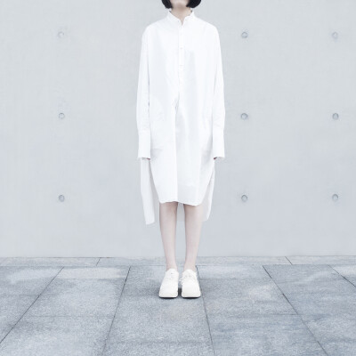 定制 【THST15】RAW EDGE SHIRTDRESS EGG风格 夏款毛边设计廓形衬衣裙