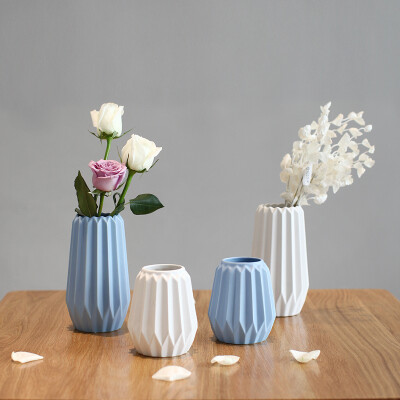 现代简约创意时尚纹花瓶 摆件家居装饰品陶瓷花器花瓶摆件礼品