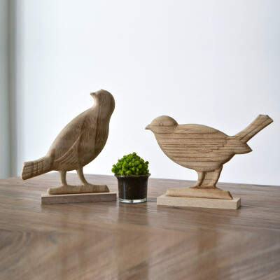 居慢生活 纯手工木质小鸟摆件客厅工艺品复古家居摆设创意礼品