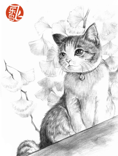 素描猫咪 飞乐鸟