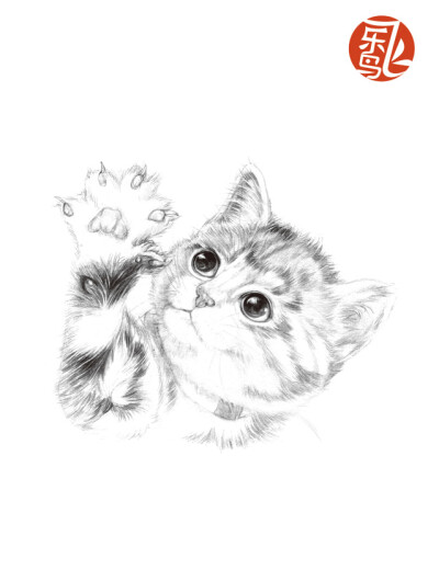 素描猫咪 飞乐鸟