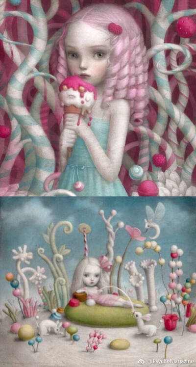 来自意大利女插画师Nicoletta Ceccoli，插画风格精致、诡谲、带有浓郁的奇幻之美，让人无法抗拒。 ​